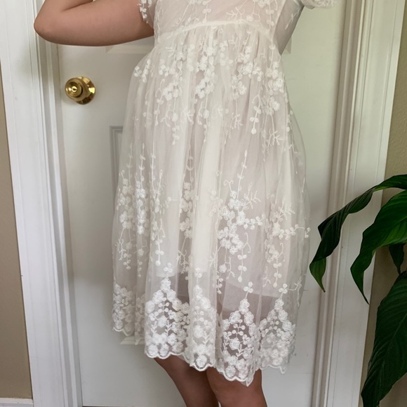 White lace summer dress with bow in the back 7T - Picture 12 of 16